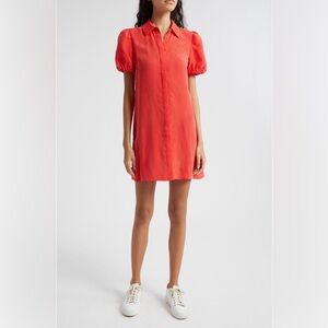 ALICE+OLIVIA
Jem puff sleeve shirtdress
Bright poppy color 
Brand New 
Size S